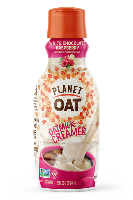 Planet Oat Creamer White Chocolate Raspberry 32oz Front