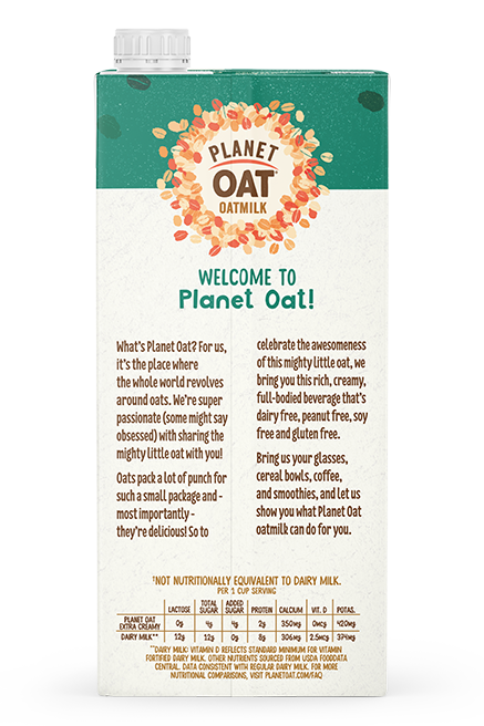 Planet Oat Extra Creamy Oatmilk Aseptic 32oz Back