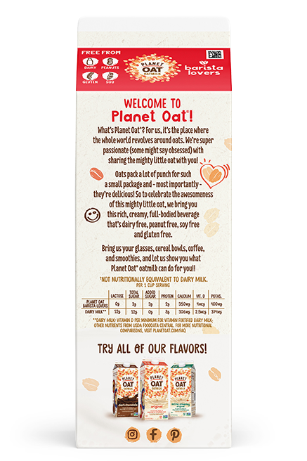 Planet Oat Oatmilk Barista Lovers 52oz Back