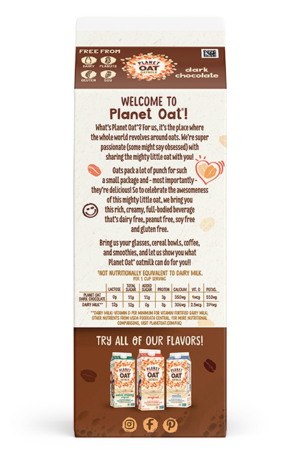 Planet Oat Oatmilk Dark Chocolate 52oz Back