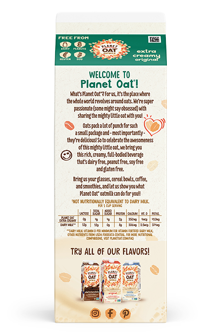 Planet Oat Oatmilk Extra Creamy 52oz Back
