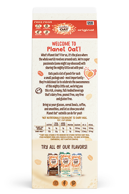 Planet Oat Oatmilk Original 52oz Back