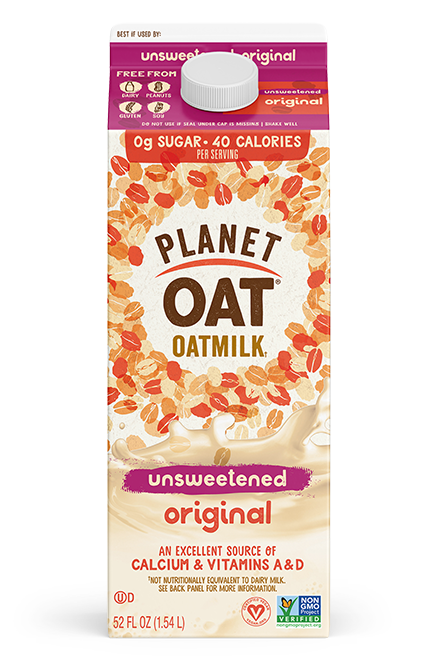 Planet Oat Oatmilk Unsweetened Original 52oz Front