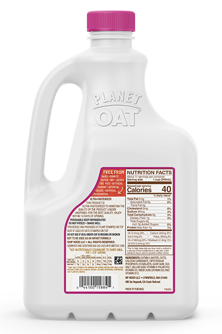 Planet Oat Oatmilk Unsweetened Original 86oz Back