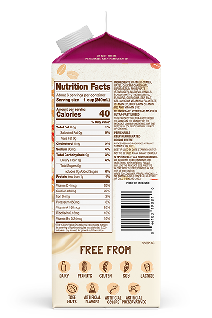 Planet Oat Oatmilk Unsweetened Vanilla 52oz Right