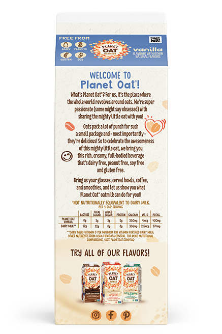 Planet Oat Oatmilk Vanilla 52oz Back