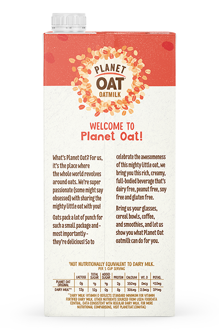 Planet Oat Original Oatmilk Aseptic 32oz Back