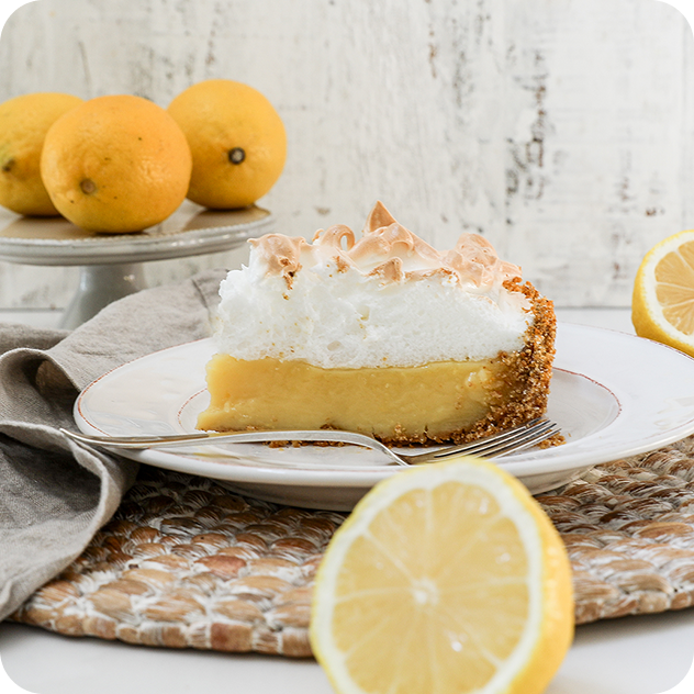 creamy lemon meringue pie with graham cracker crust