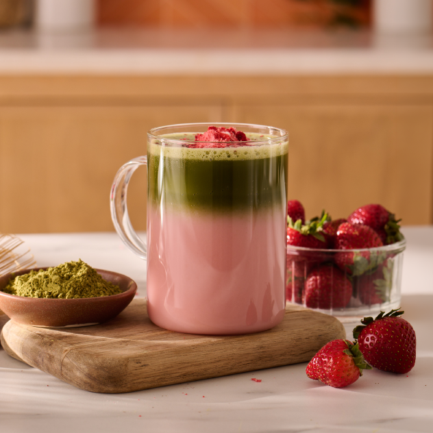 strawberry matcha oatmilk latte